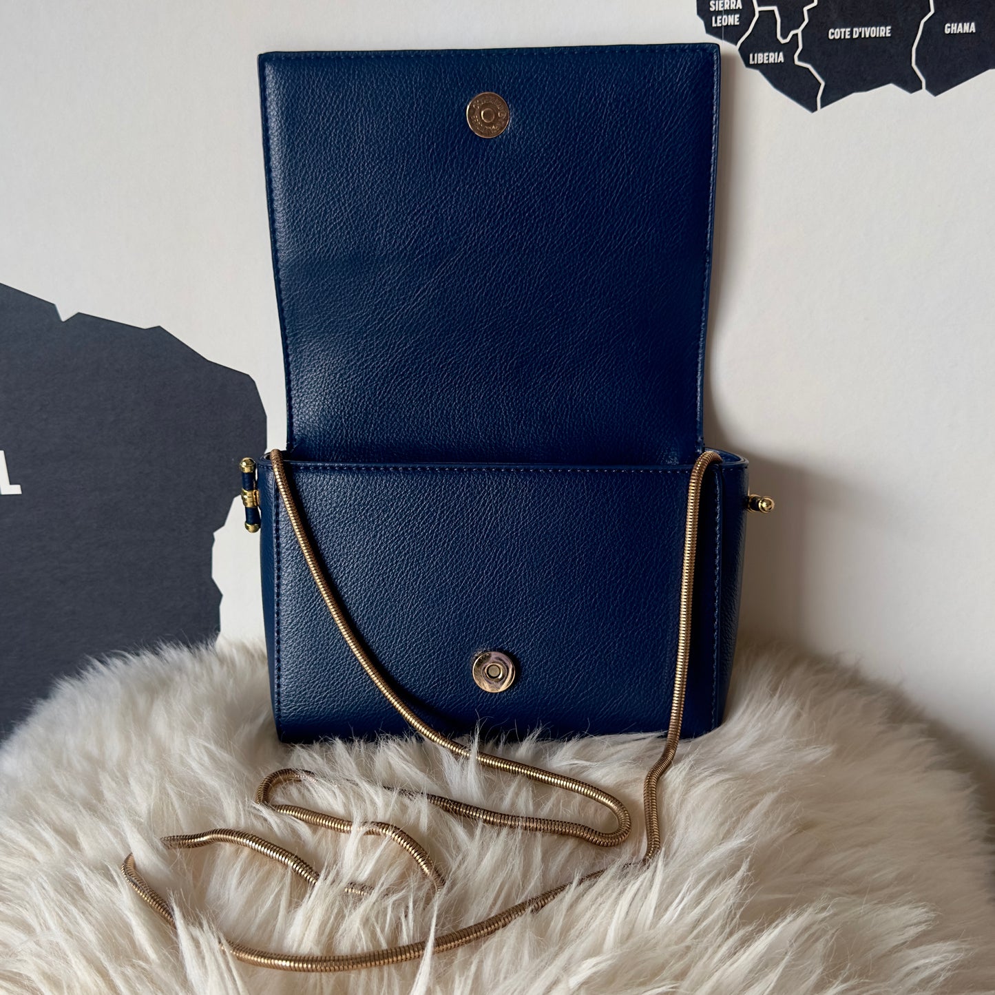 DANIELE DONATI -Leather Clutch Bag -Navy