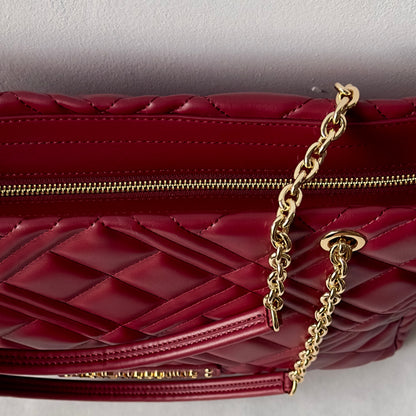 LOVE MOSCHINO -Quilted Leather Handbag -Vino - Burgundy