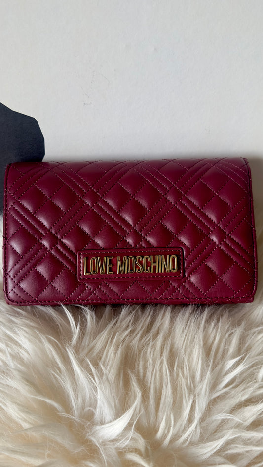 LOVE MOSCHINO Clutch Bag -Quilted Bag -Vino |Burgundy