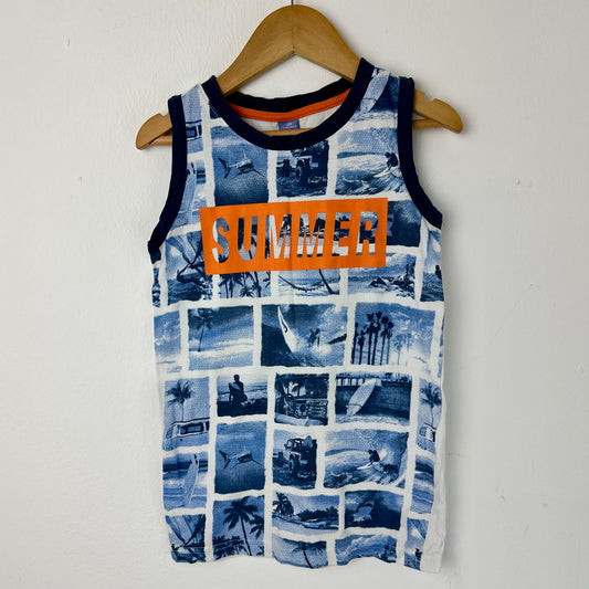 Boys Sleeveless Shirt - Vest Tops -white navy
