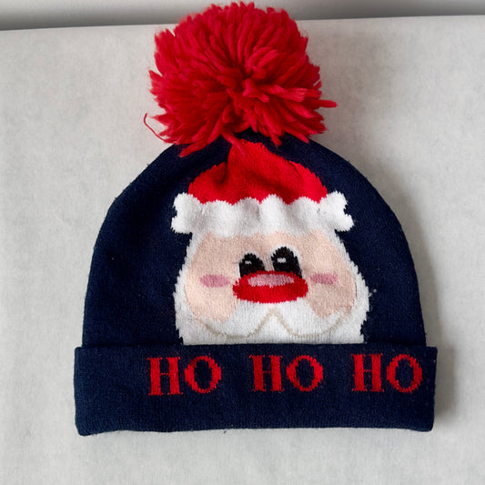 Knitted Children’s Christmas Hat - Christmas Beanie - Navy-Red
